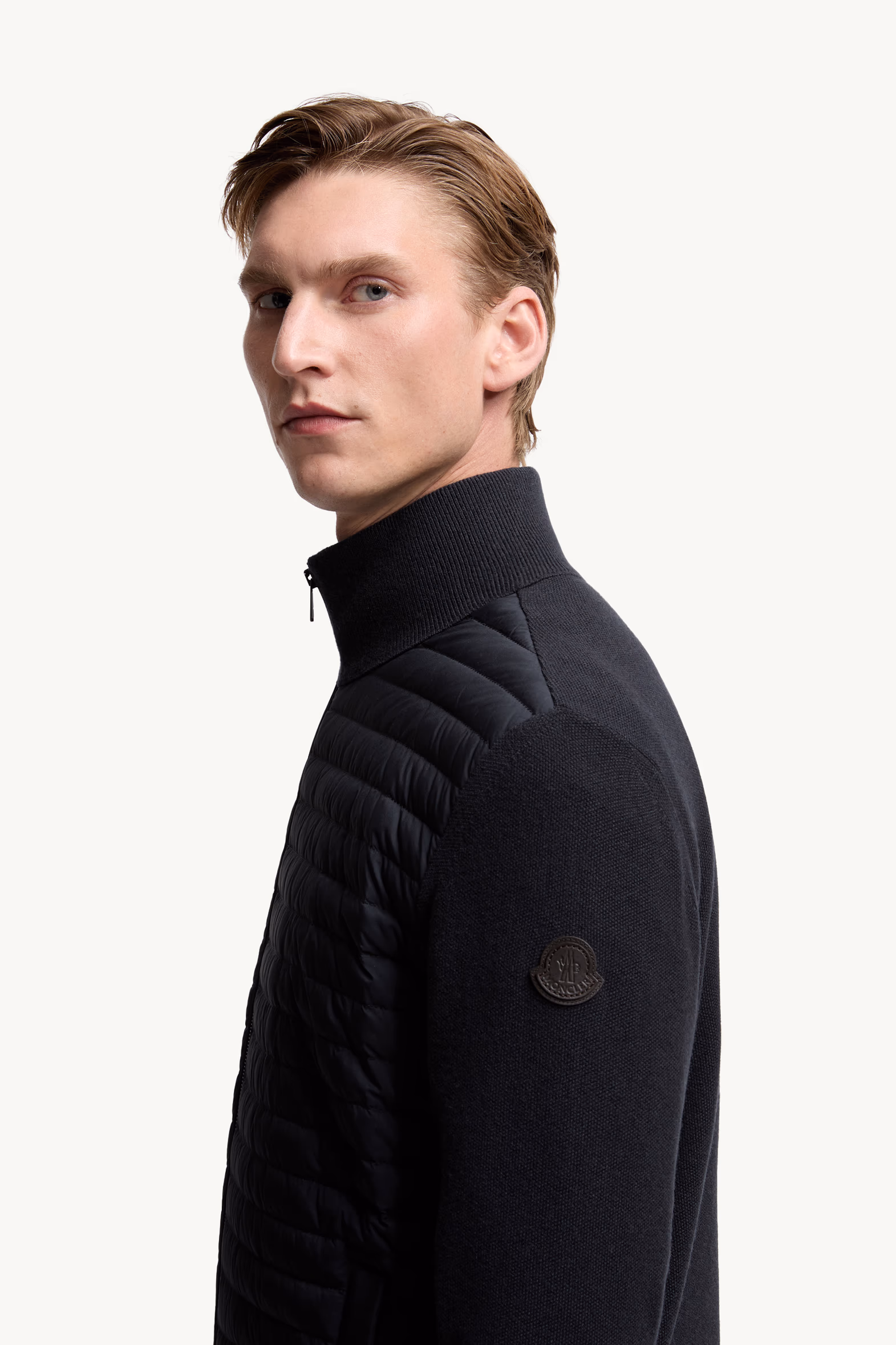 Padded Wool & Cashmere Zip-Up Cardigan Men Blue Moncler 4